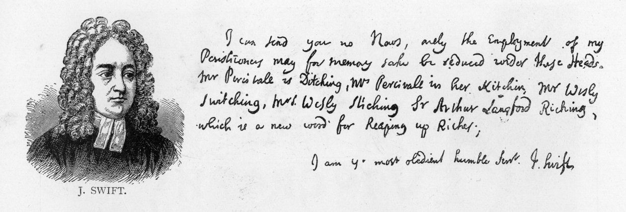 Handwriting and signature of Jonathan Swift, April 17 بواسطة غير معروف