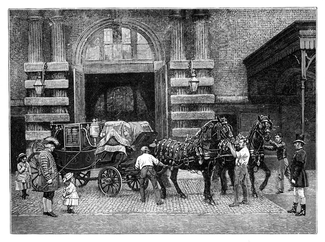 تسخير الخيول السوداء في رويال ميوز ، قصر باكنغهام ، لندن ، c1888 بواسطة غير معروف