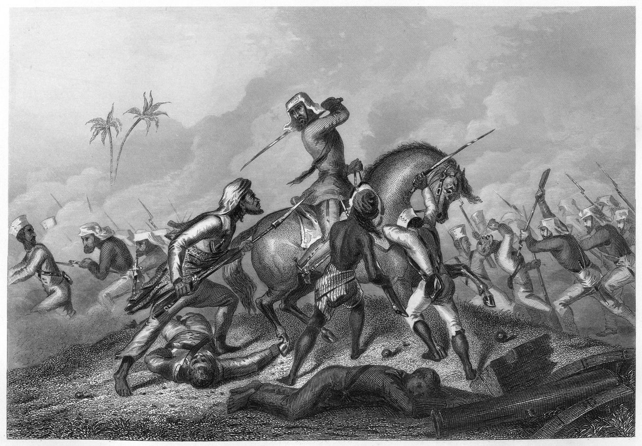 عمود Havelocks يهاجم المتمردين قبل Cawnpoor ، 1857 ، c1860 بواسطة غير معروف
