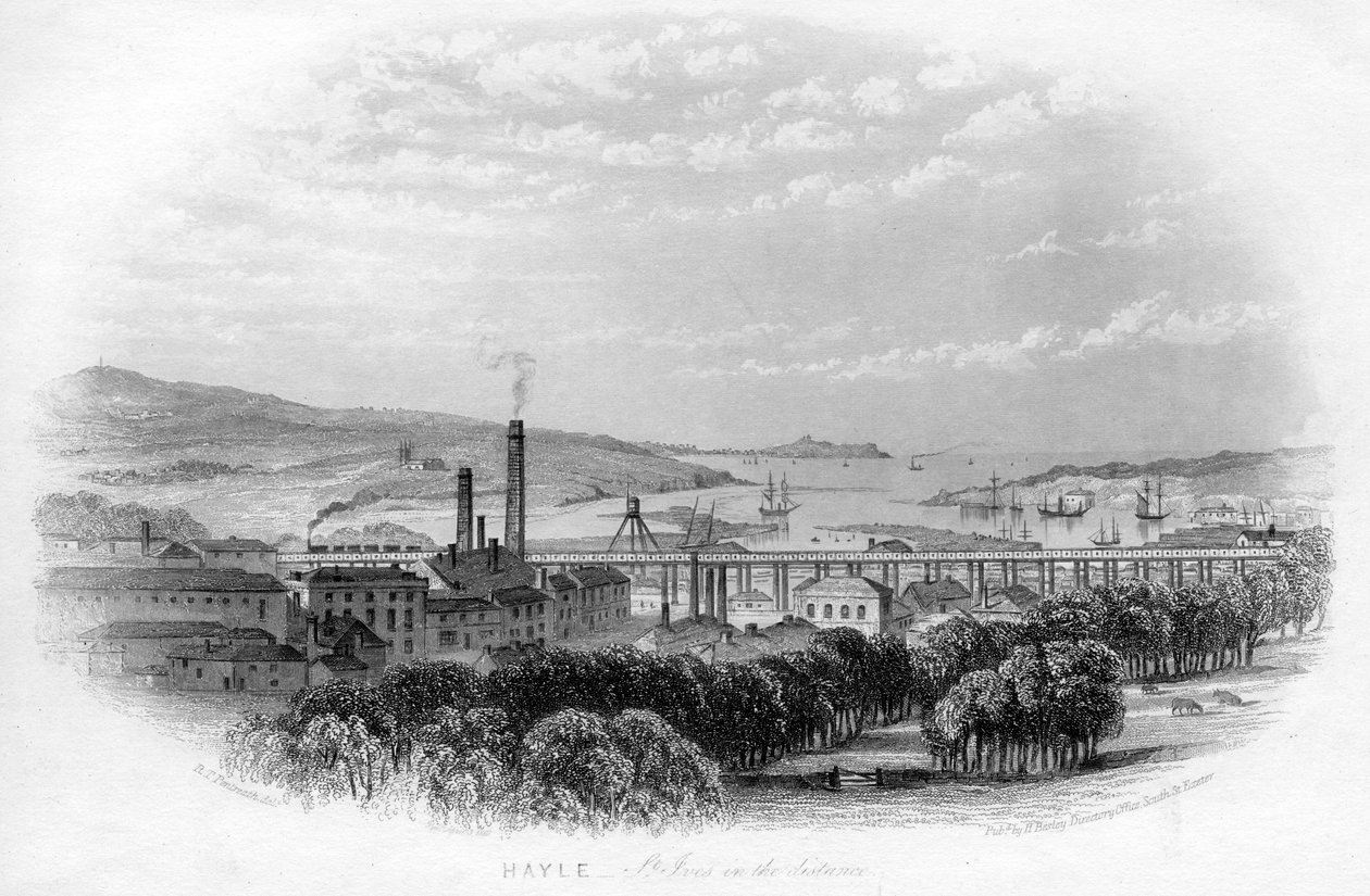 Hayle St Ives في المسافة ، c1860 بواسطة غير معروف