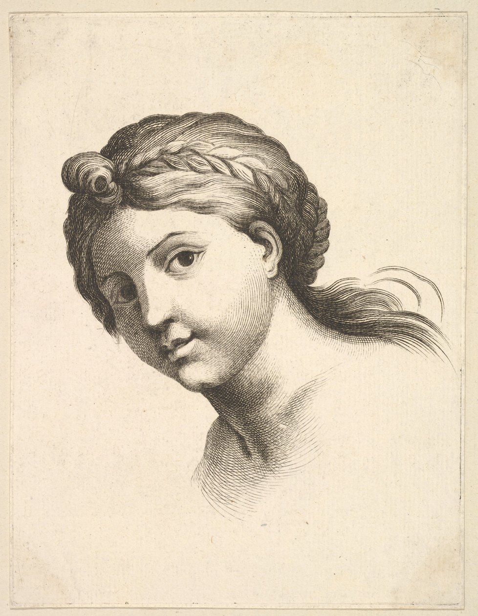 رأس امرأة ، من كتاب Livre de Têtes Gravées dapres F. Boucher et Autres Book of ... ، القرن الثامن عشر. بواسطة غير معروف