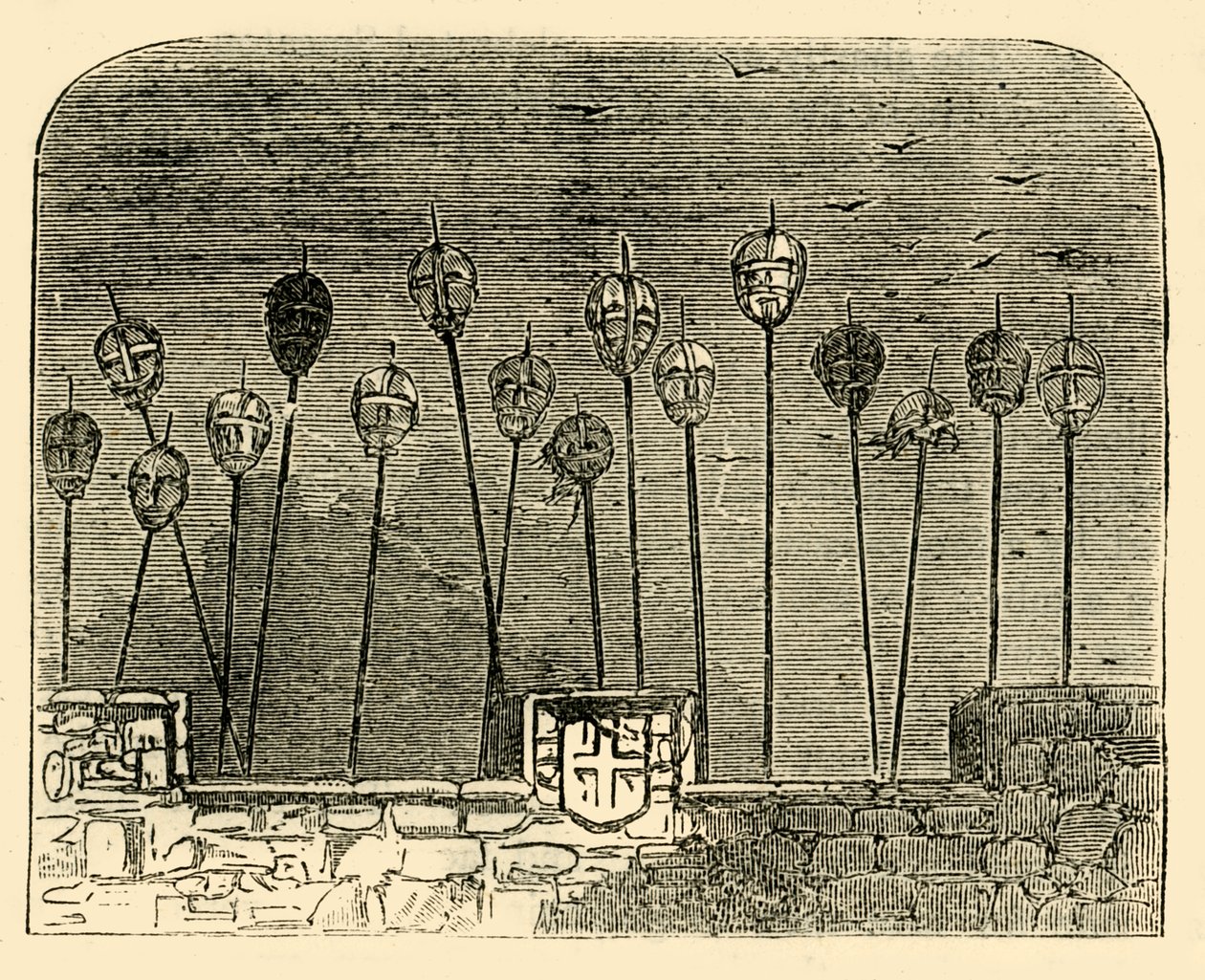 رؤساء على جسر لندن القديم ، c1872. بواسطة غير معروف
