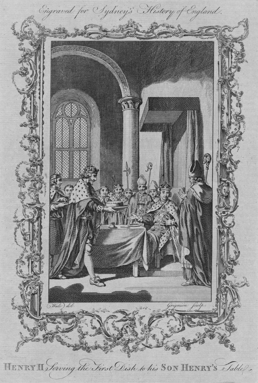 هنري الثاني يقدم الطبق الأول إلى طاولة ابنه هنريز ، 1773. بواسطة غير معروف
