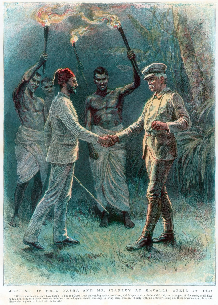 هنري مورتون ستانلي ، صحفي ومستكشف من ويلز ، التقى بأمين باشا في كافالي ، 29 أبريل 1888 بواسطة غير معروف