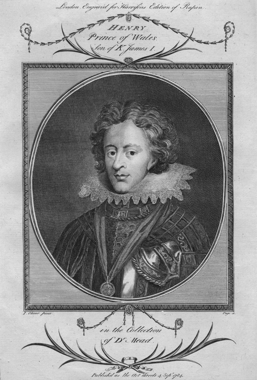 هنري ، أمير ويلز ، نجل الملك جيمس الأول ، 1784. بواسطة غير معروف