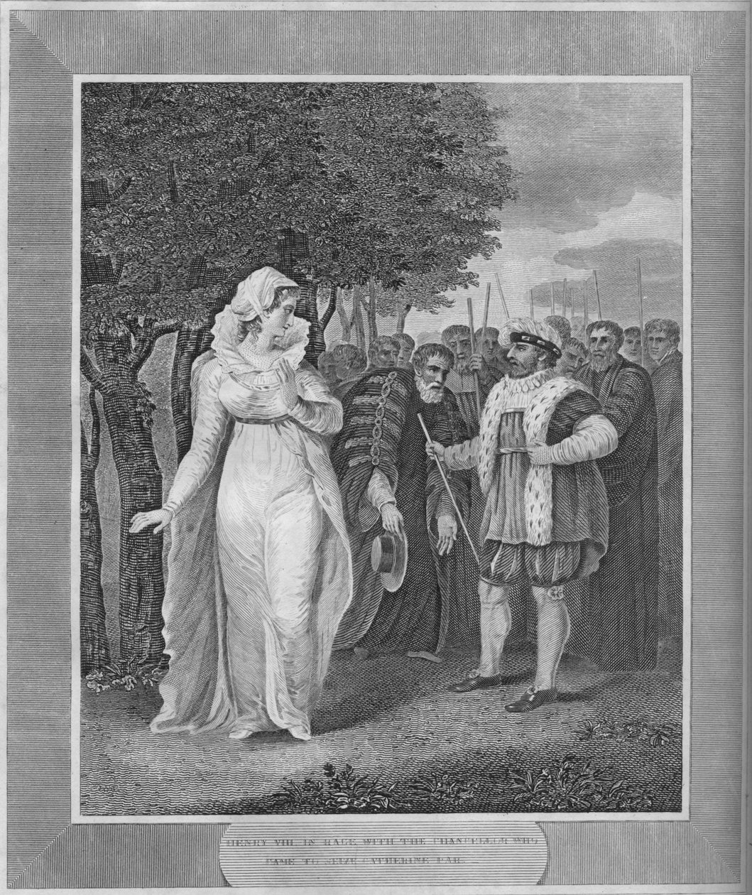 هنري الثامن في غضب مع المستشارة التي جاءت للاستيلاء على كاثرين بار ، 1838 بواسطة غير معروف