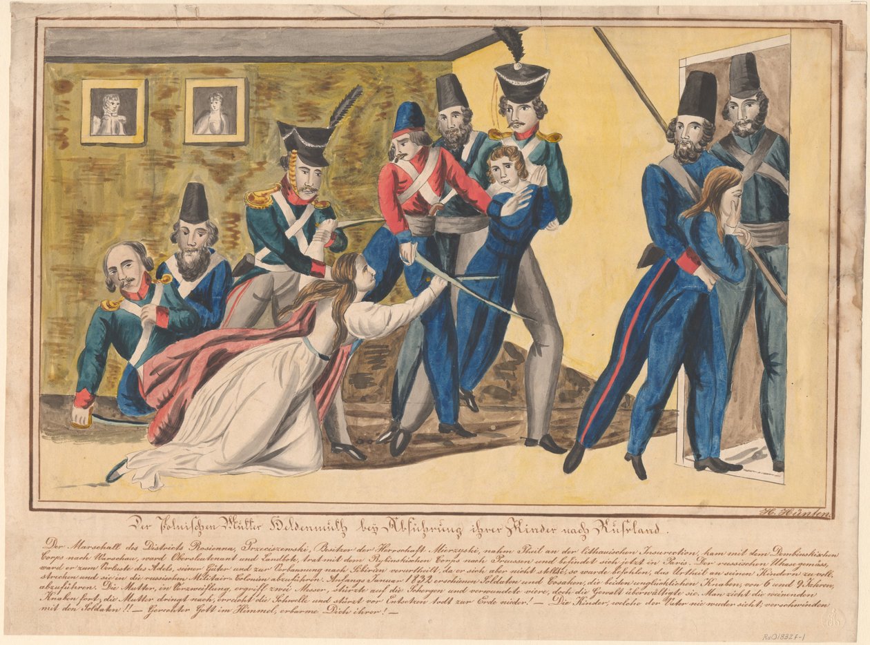 بطلة الأمهات البولنديات أثناء توصيل أطفالهن إلى روسيا ، 1832 بواسطة غير معروف