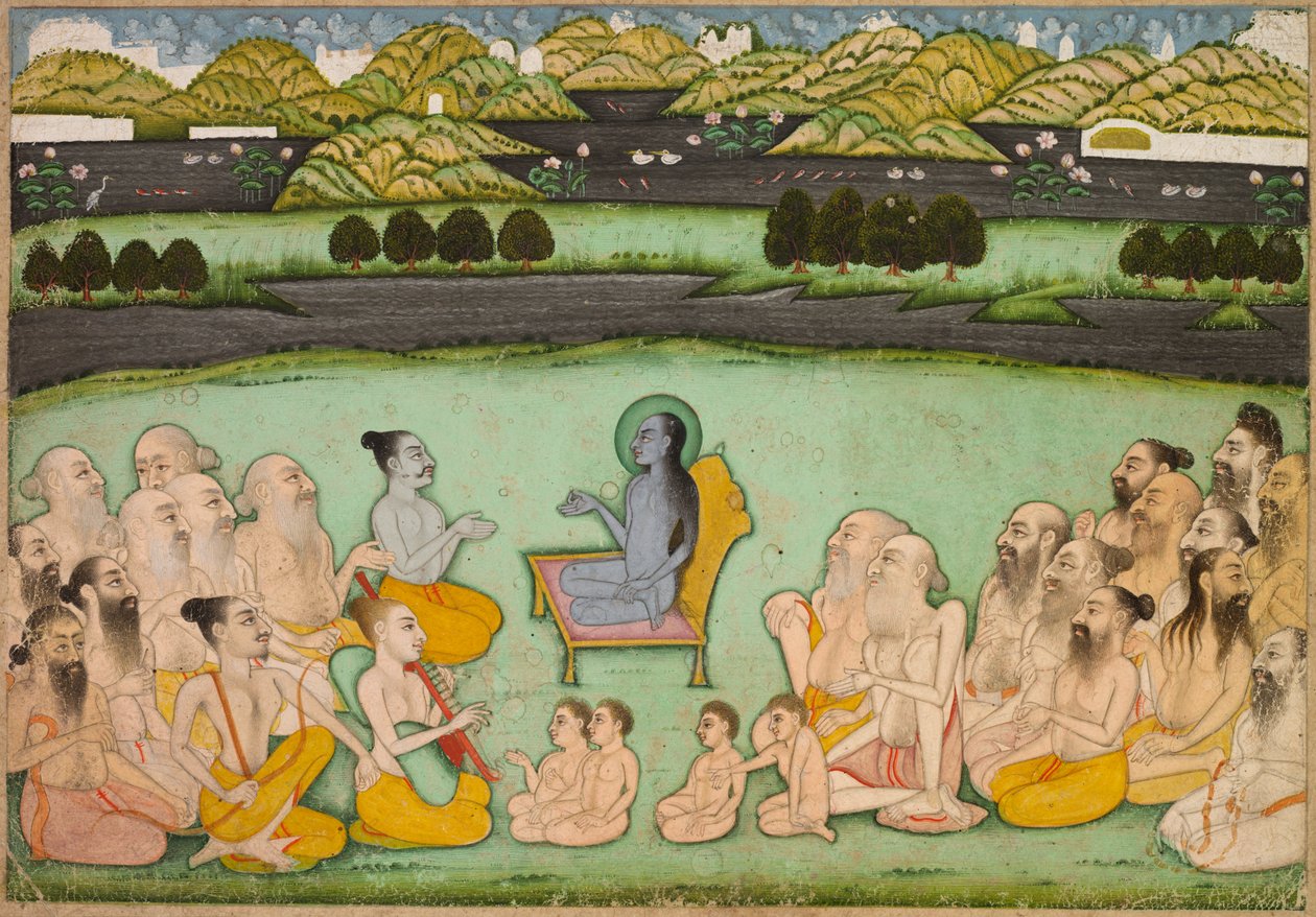 الله الهندوسي كريشنا يتحدث إلى الحكماء ، ج. 1800. بواسطة غير معروف