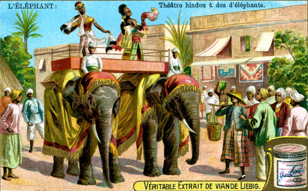المسرح الهندوسي على ظهور الفيلة ، c1900 بواسطة غير معروف