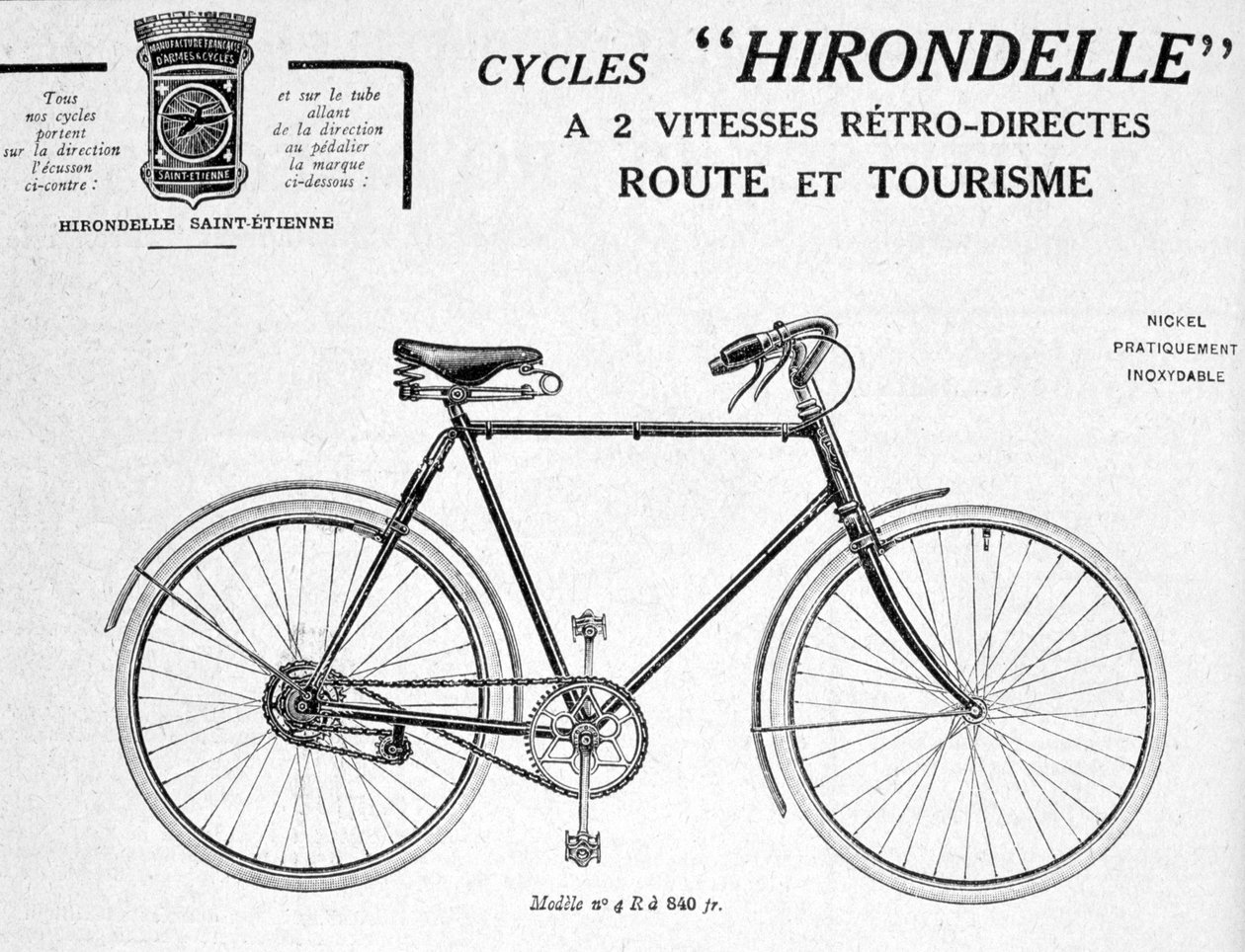 Hirondelle Saint Etienne ، إعلان سياحة الدراجات ، القرن العشرين بواسطة غير معروف