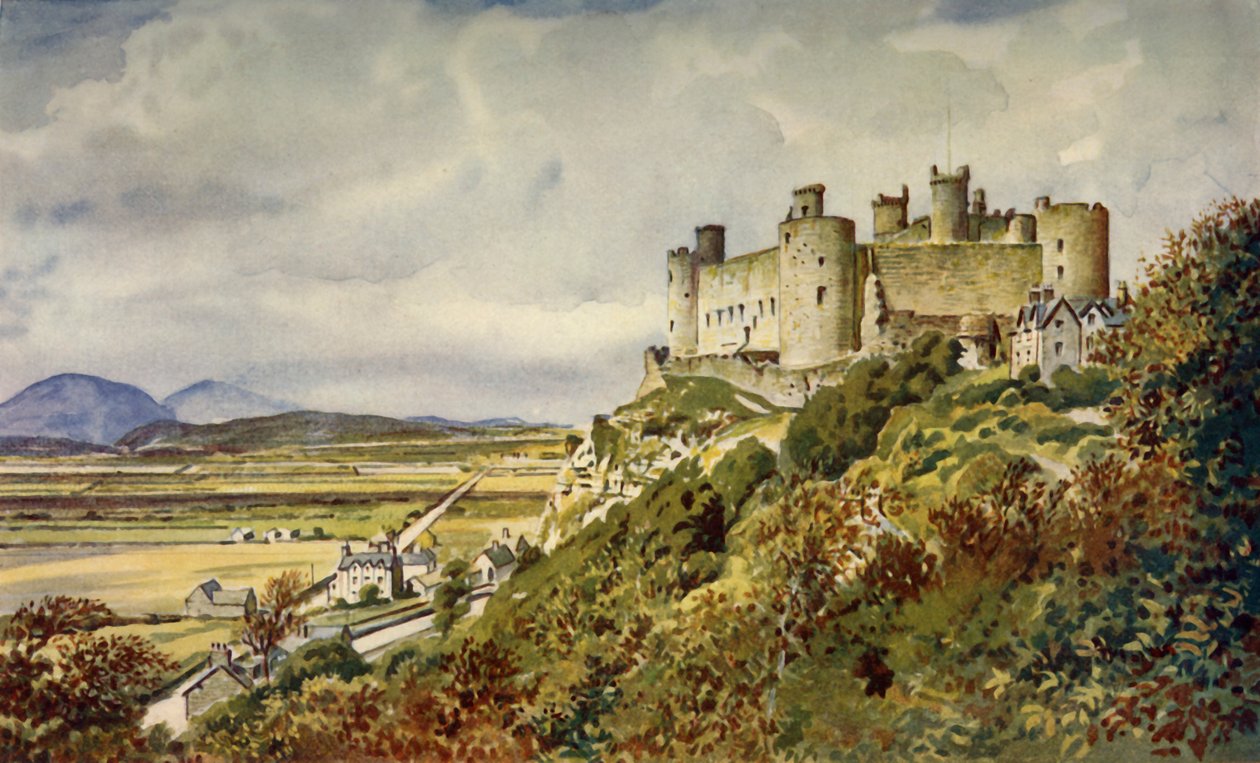 قلعة Harlech التاريخية ، المشهورة في Song Welsh Song ، c1948. بواسطة غير معروف