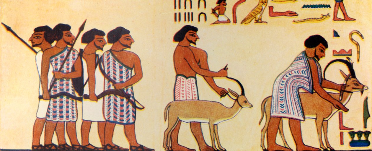 كيف رسم مصري قديم دخول الإسرائيليين إلى مصر ، c1930. بواسطة غير معروف