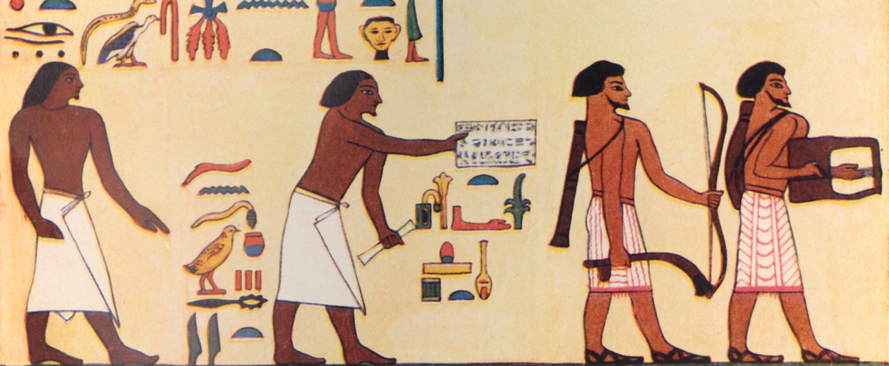كيف رسم مصري قديم دخول الإسرائيليين إلى مصر ، c1930. بواسطة غير معروف
