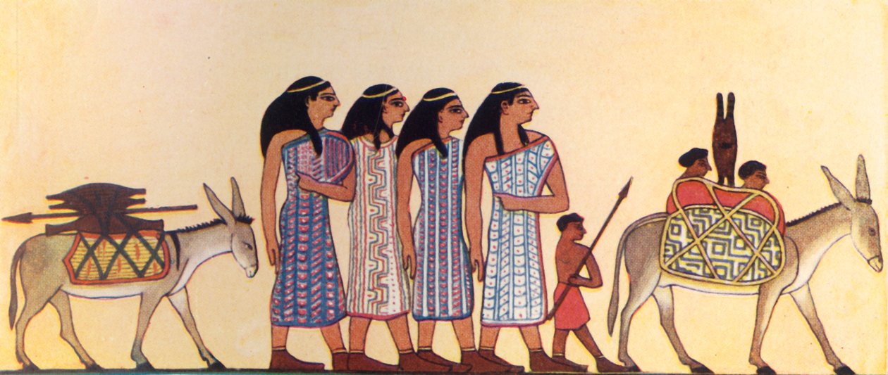 كيف رسم مصري قديم دخول الإسرائيليين إلى مصر ، c1930. بواسطة غير معروف