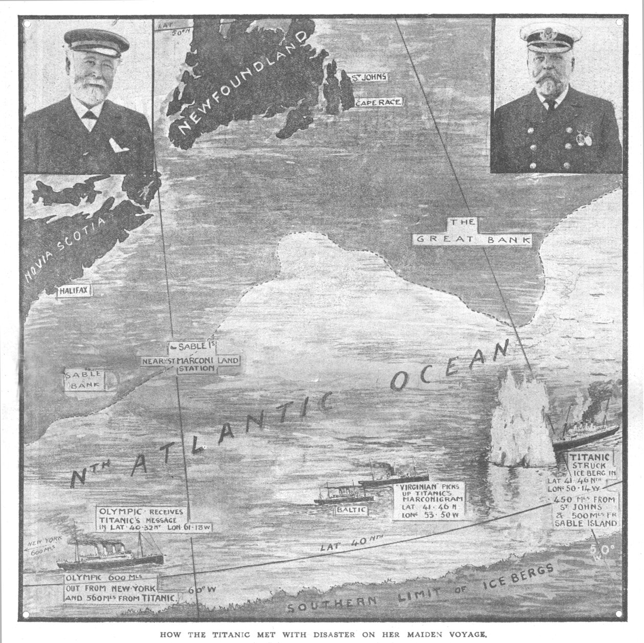 كيف التقت تيتانيك بالكوارث في رحلتها الأولى ، 20 أبريل 1912. بواسطة غير معروف