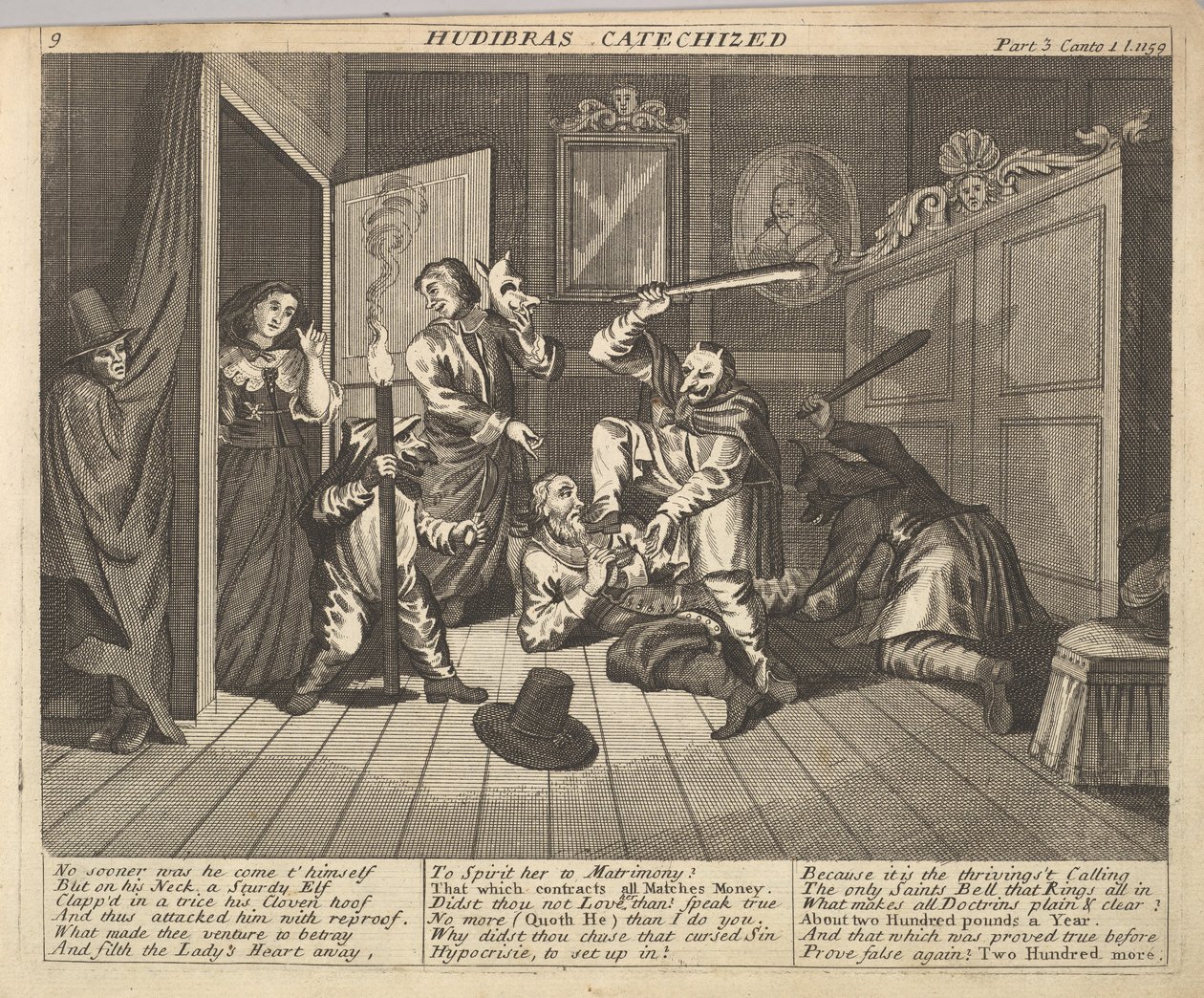 لوحة Hudibras Catechized لوحة 9: الرسوم التوضيحية لصموئيل بتلر Hudibras ، 1725-30. بواسطة غير معروف