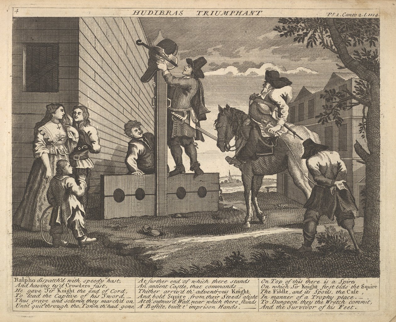 لوحة Hudibras Triumphant Plate 4: الرسوم التوضيحية لصموئيل بتلارز Hudibras ، 1725-30. بواسطة غير معروف