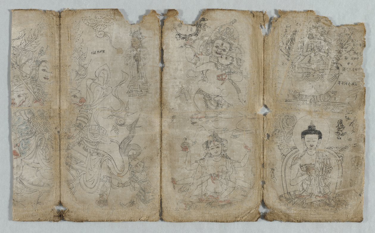 رسم أيقوني: Vaishravana ، Yama ، Vsnisavijaya ، Tararecto ... بواسطة غير معروف