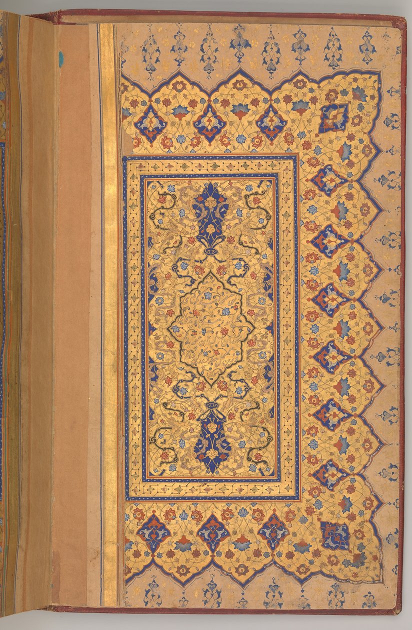 صفحة مزدوجة مزخرفة ليوسف وزليخة من جامي ، كاليفورنيا. 1580. بواسطة غير معروف