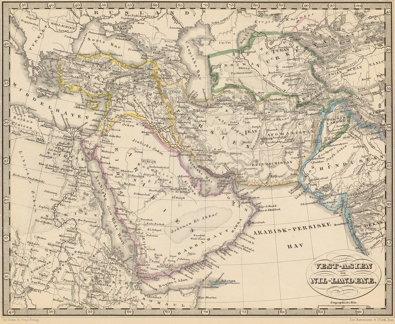 رسم توضيحي مأخوذ من كتاب أطلس جميع أجزاء الأرض لمؤلف مجهول ونشره Chr. Steen & Søn (كوبنهاغن ، 1857) بواسطة غير معروف