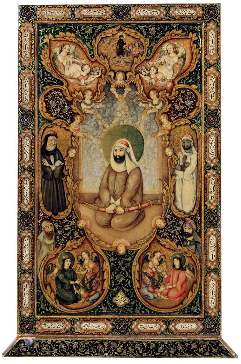 الإمام علي علي بن أبي طالب مع ولديه حسن وحسين ، 1871. بواسطة غير معروف
