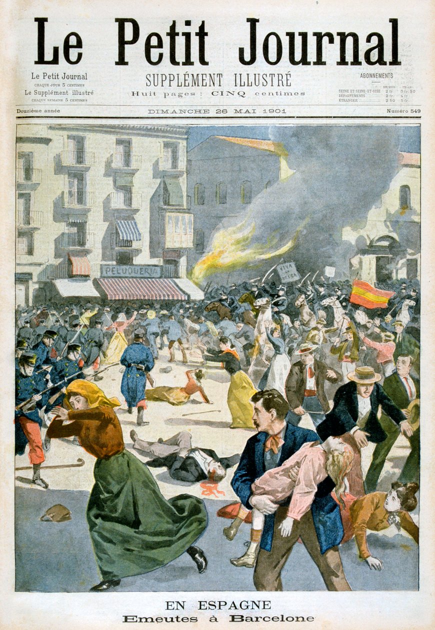 في إسبانيا ، اندلعت أعمال الشغب في برشلونة ، 1901 بواسطة غير معروف