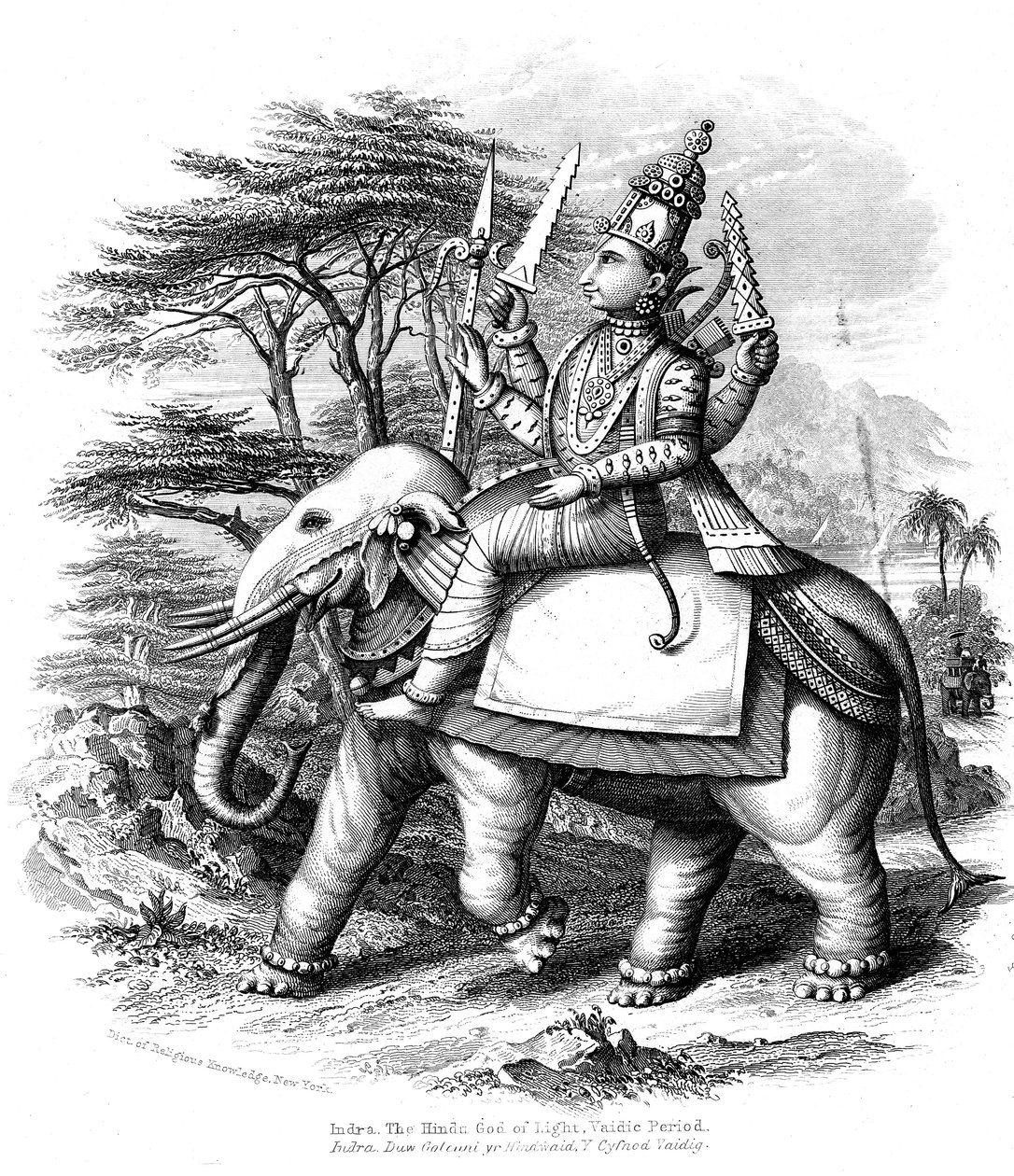 شنت إندرا ، رئيس الآلهة الفيدية في الهند على فيله ، c1880 بواسطة غير معروف