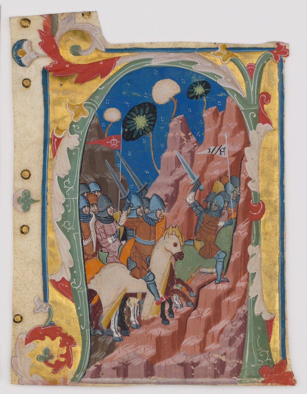 الأولي أ مع معركة المكابيين ، الإيطالية ، كاليفورنيا. 1360-70. بواسطة غير معروف