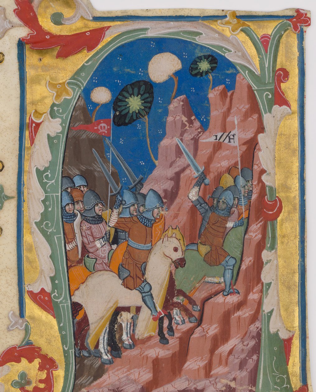 الأولي A مع معركة Maccabees ، كاليفورنيا. 1360-70. بواسطة غير معروف