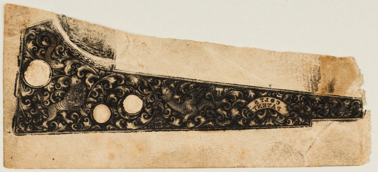 سحب انطباع الحبر من مسدس كولت ، كاليفورنيا. 1854. بواسطة غير معروف