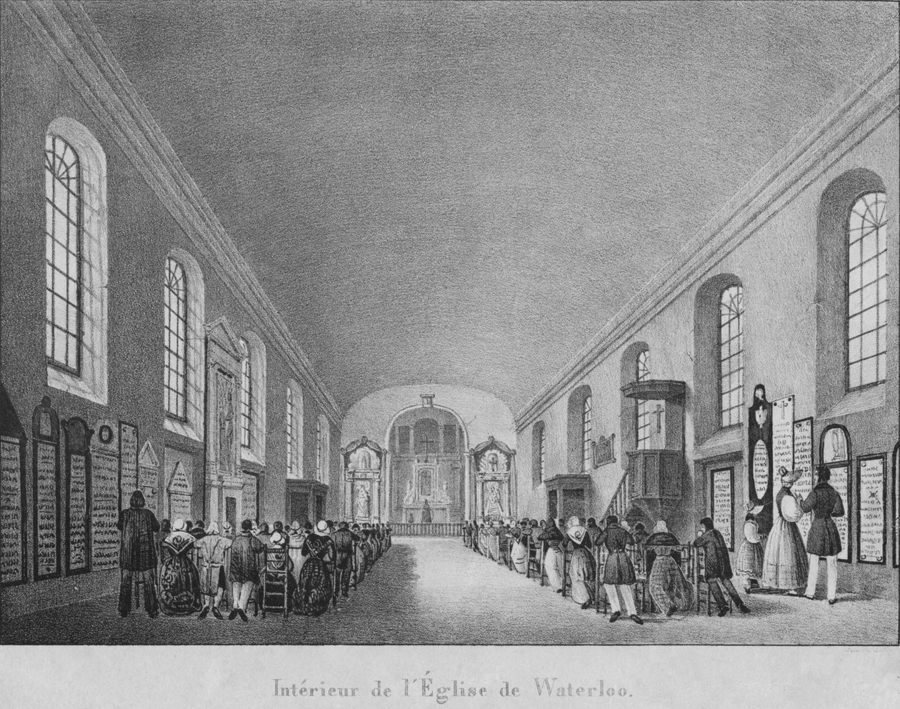 الداخلية Eglise de Waterloo ، c1830 بواسطة غير معروف