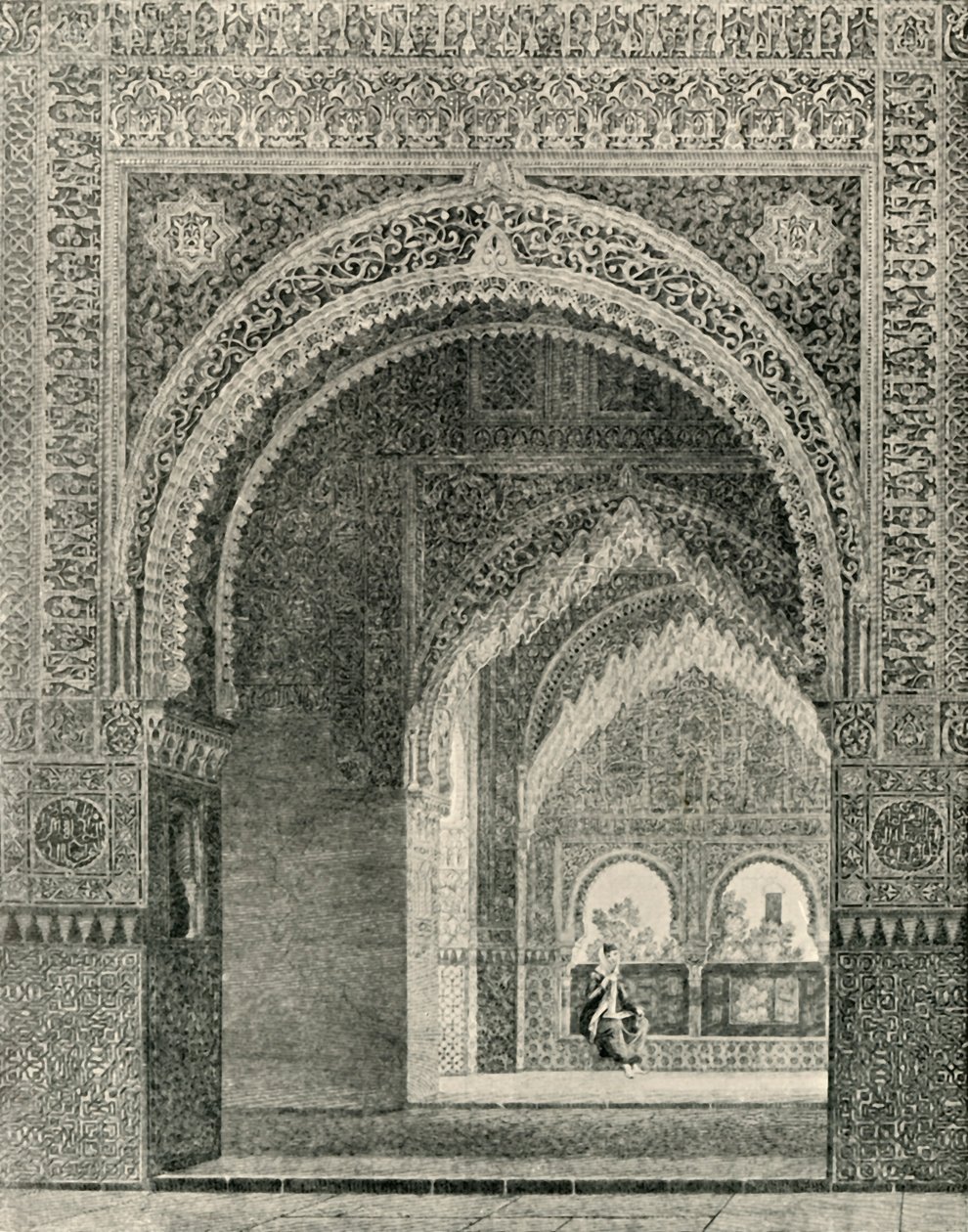 منظر داخلي ، مأخوذ من قاعة الأختين ، القرن التاسع عشر ، 1907. بواسطة غير معروف