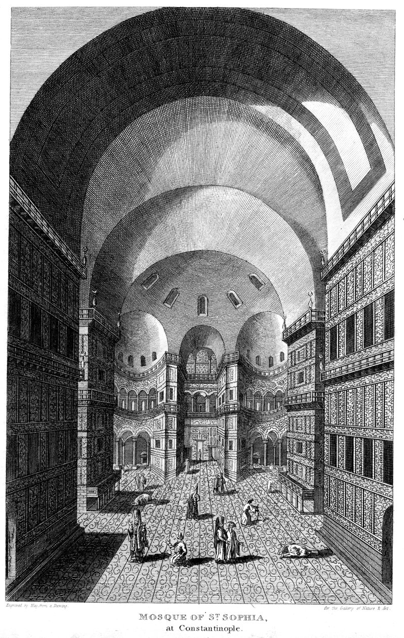 داخل آيا صوفيا ، القسطنطينية ، النقش ، 1815 بواسطة غير معروف