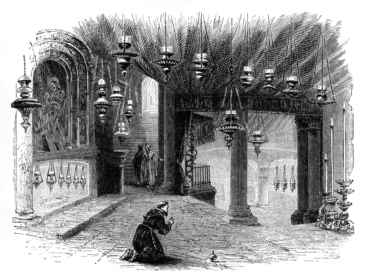 الجزء الداخلي من كنيسة المهد ، بيت لحم ، c1888 بواسطة غير معروف