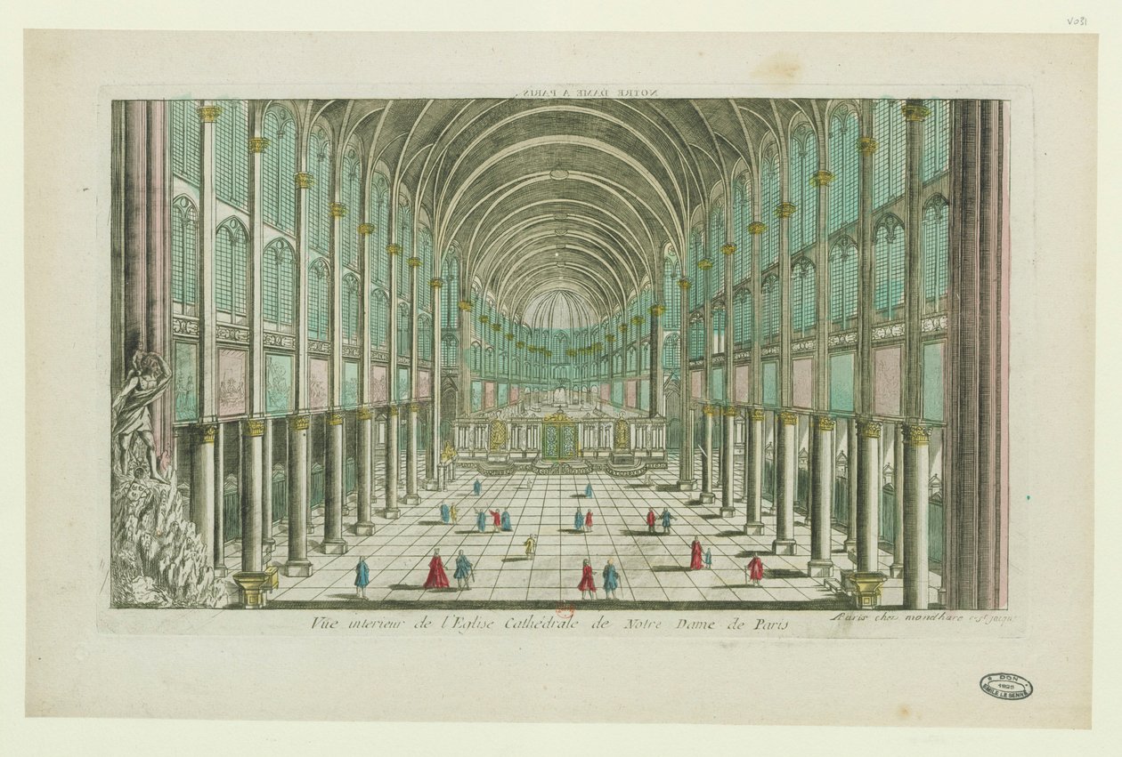 منظر داخلي لكاتدرائية نوتردام دي باريس ، حوالي عام 1770. بواسطة غير معروف