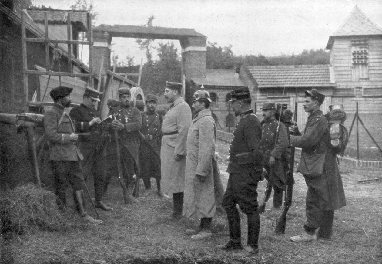 استجواب السجناء الألمان ، فرنسا ، أغسطس 1914 بواسطة غير معروف