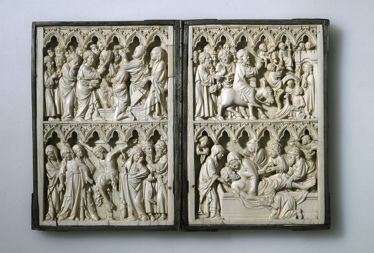diptych العاج مع مشاهد من حياة المسيح الملكية للملكة Jadwiga من بولندا ، القرن الرابع عشر بواسطة غير معروف