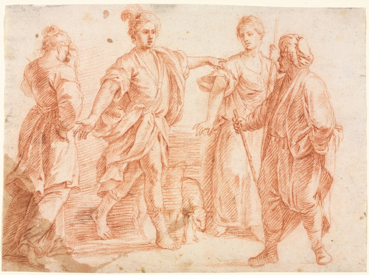 يعقوب ولبان مع راشيل وليه مستقيمة ، 1600s. بواسطة غير معروف