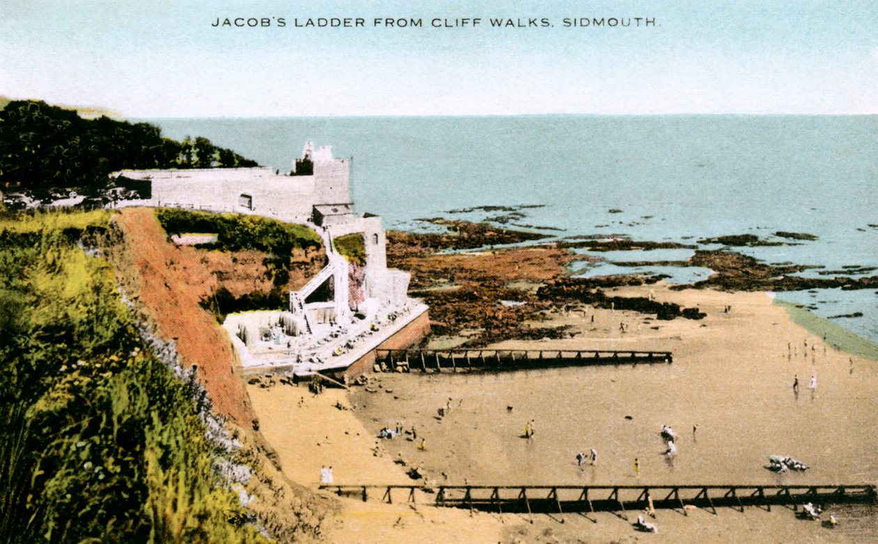 Jacobs Ladder ، كما يُرى من Cliff Walks ، Sidmouth ، Devon ، أوائل القرن العشرين بواسطة غير معروف
