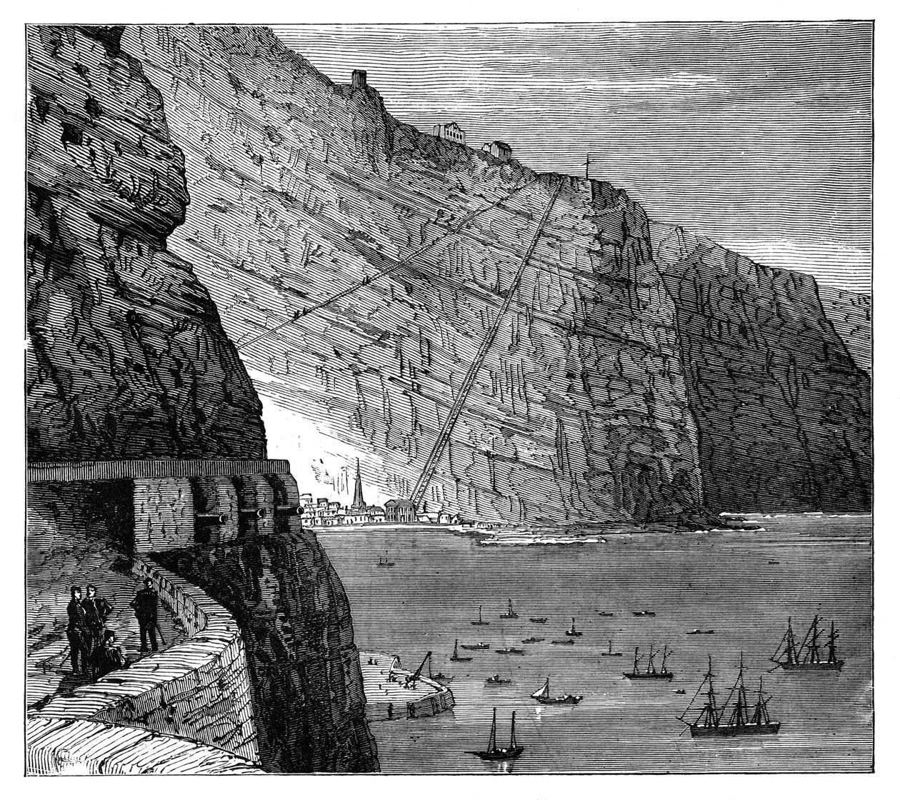 سلم جاكوبس المؤدي إلى Mundens Battery ، جيمستاون ، سانت هيلانة ، c1890 بواسطة غير معروف