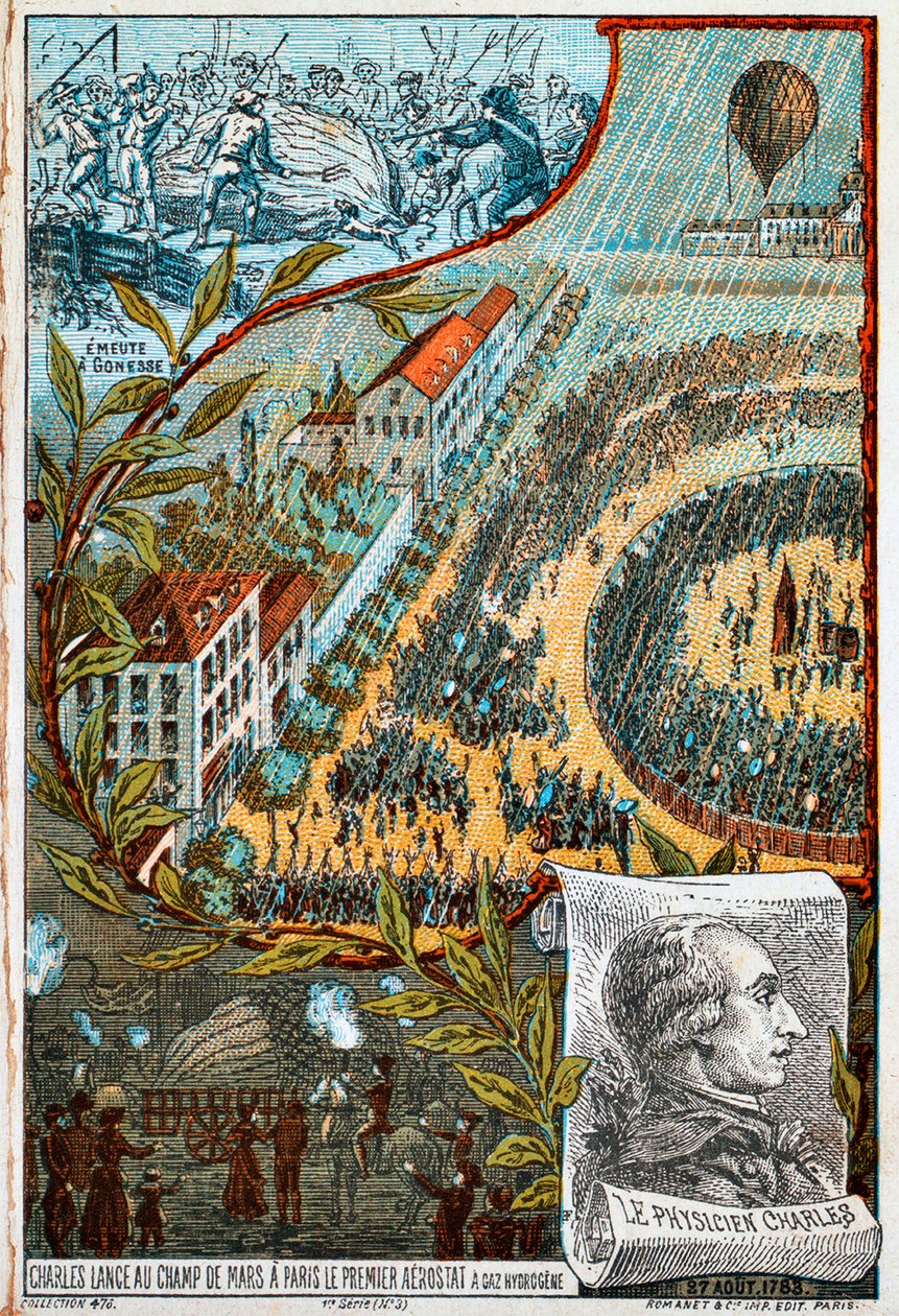 أطلق جاك تشارلز أول ايروستات من Champ de Mars ، باريس ، 1783 1890. بواسطة غير معروف
