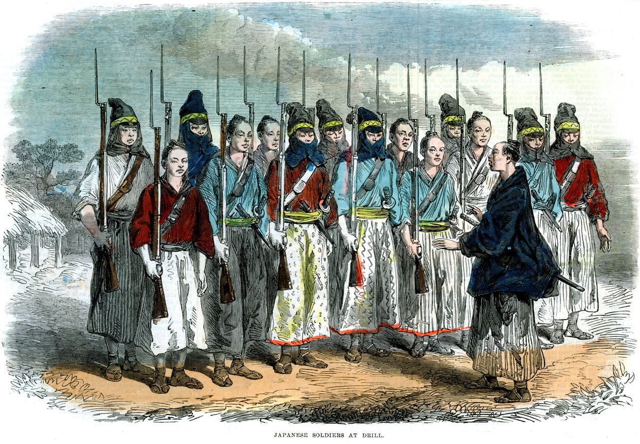 الجنود اليابانيين في الحفر ، 1864 بواسطة غير معروف