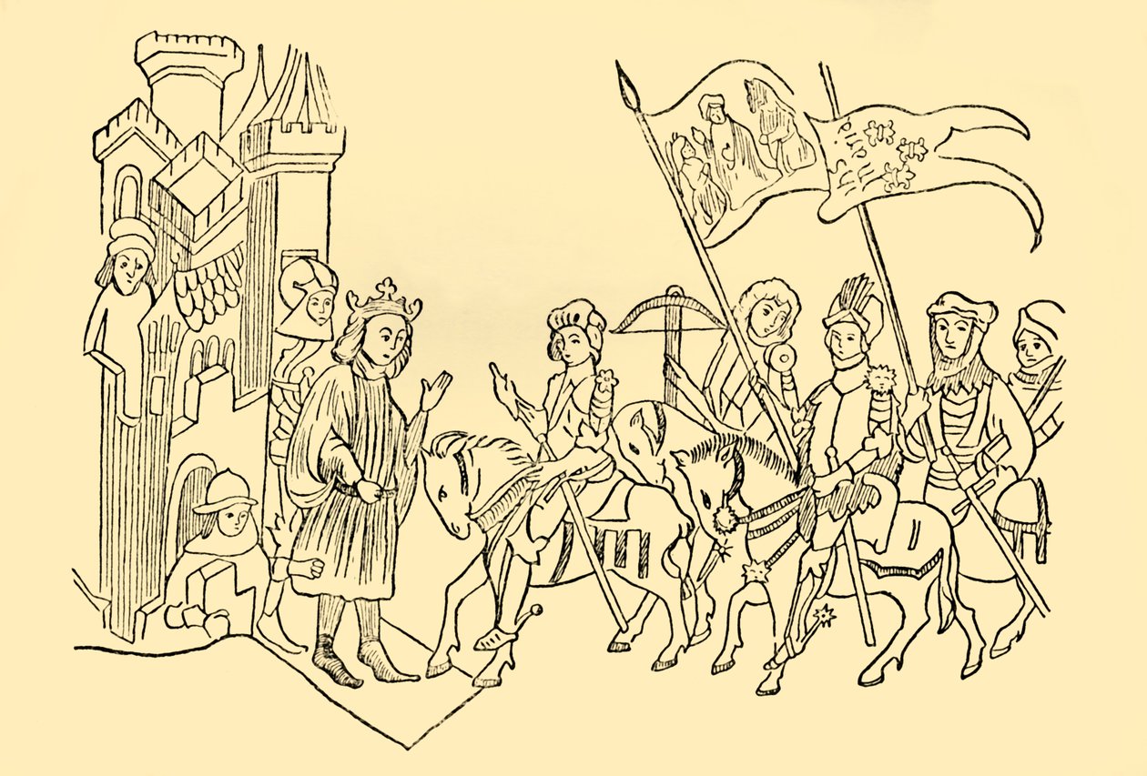 جان دارك تأتي إلى محكمة الملك الفرنسي ، c1930. بواسطة غير معروف