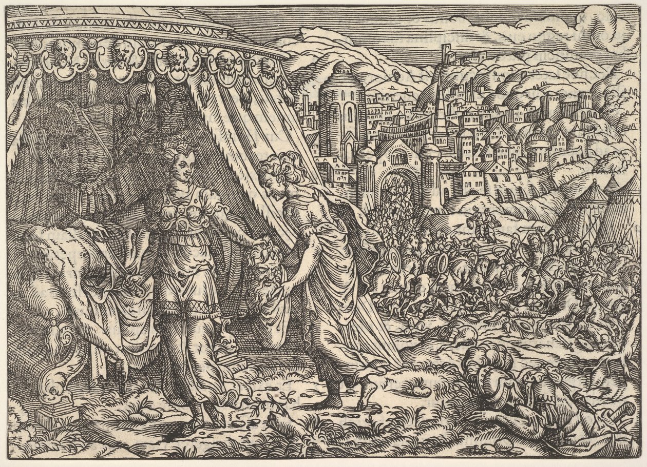 جوديث وهولوفيرنيس ، من Biblia ، فرانكفورت ، 1564. بواسطة غير معروف