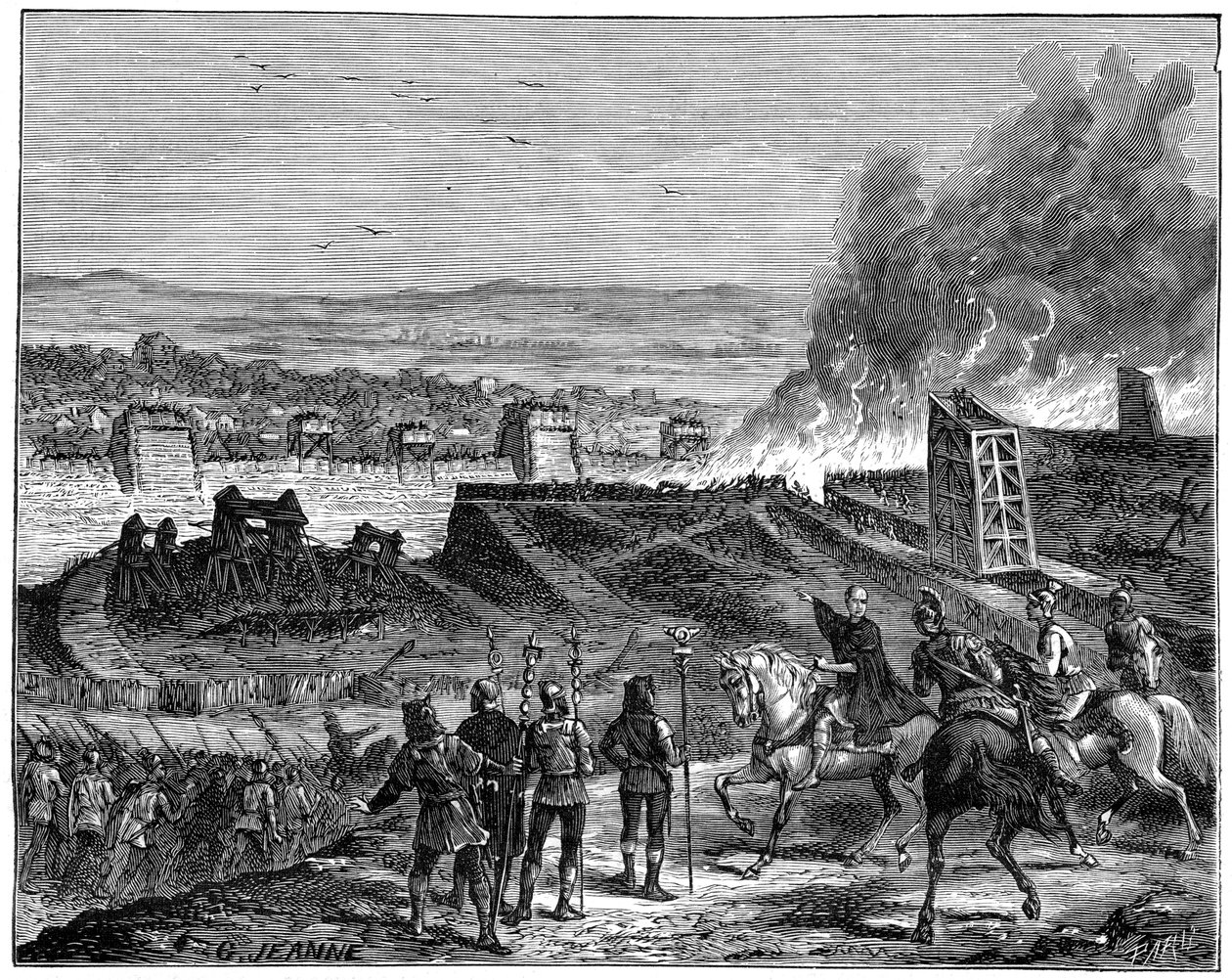 يوليوس قيصر يفرض حصارًا على أليسيا ، الغال ، 52 قبل الميلاد 1882-1884 بواسطة غير معروف