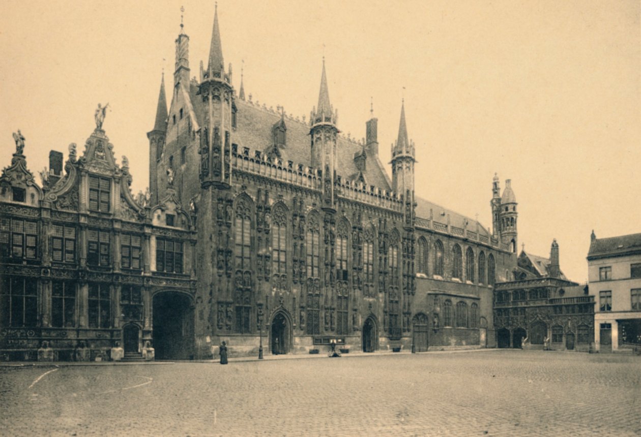 قصر العدل ، قاعة المدينة وكنيسة الدم المقدس ، c1910 بواسطة غير معروف