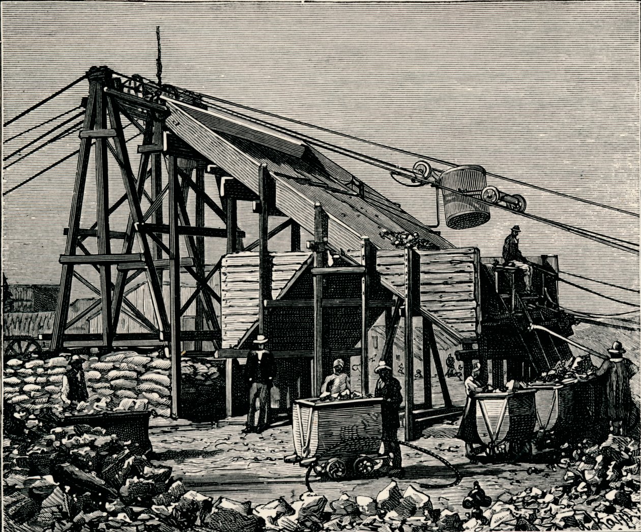 Kimbereley Diamond Mine: جهاز لرفع الأرض الصخرية ، 1896 بواسطة غير معروف