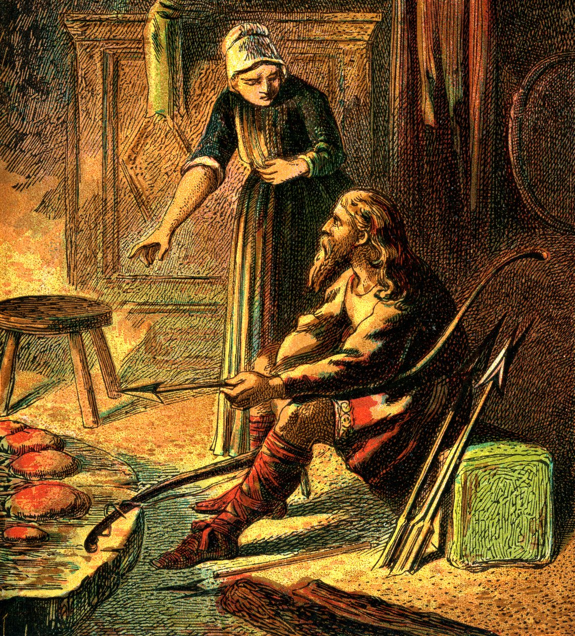 الملك ألفريد والكعك ، c1850 بواسطة غير معروف