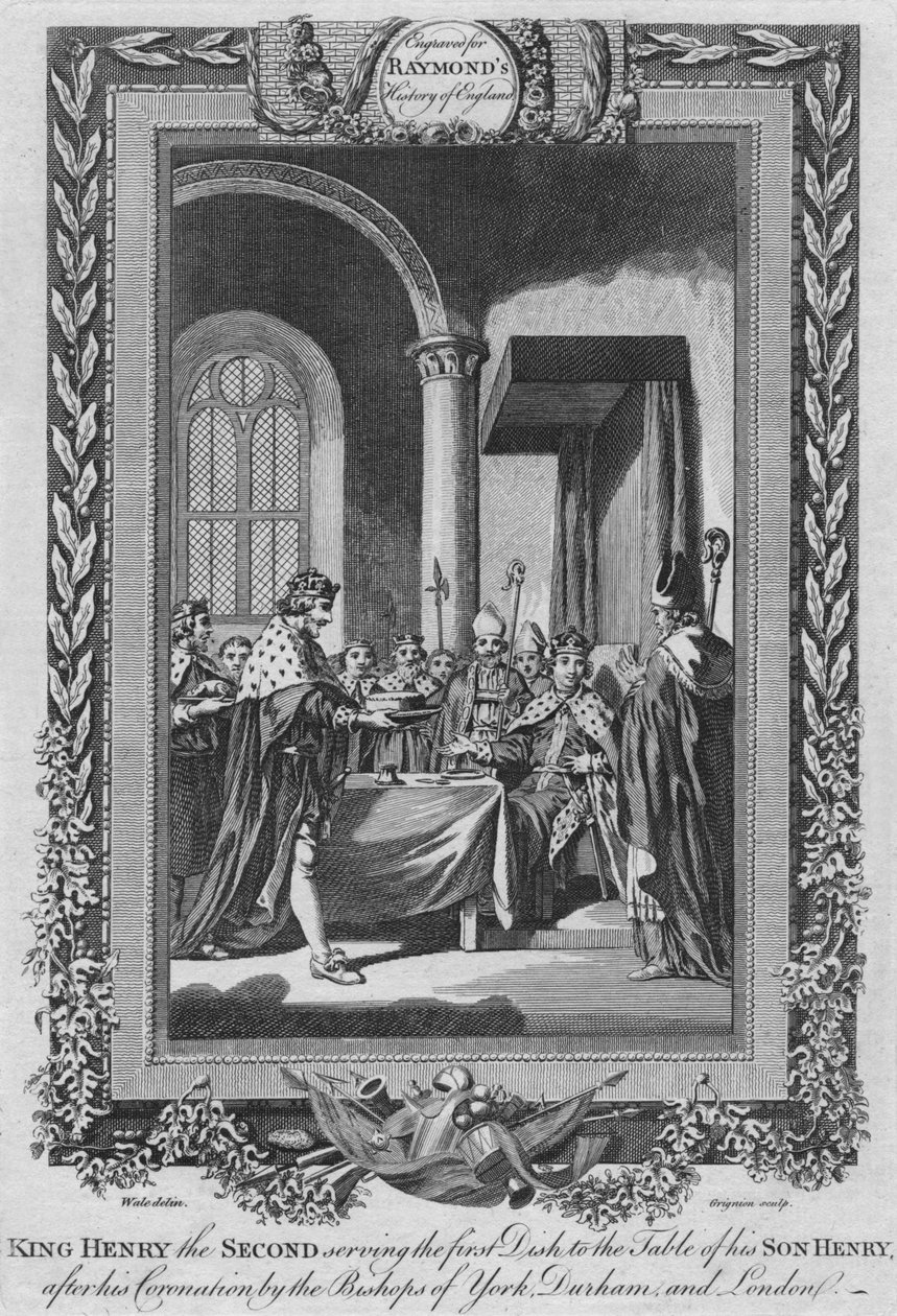 الملك هنري الثاني يخدم الطبق الأول إلى مائدة ابنه ، c1787 بواسطة غير معروف