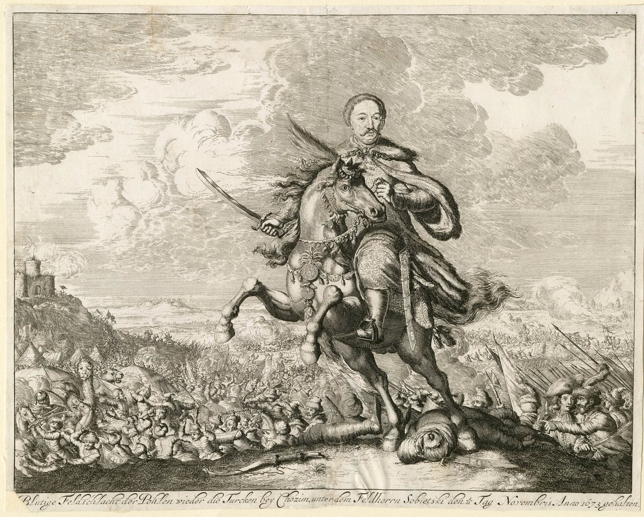 الملك جون الثالث سوبيسكي في معركة خوتين في 11 نوفمبر 1673 ، 1673 بواسطة غير معروف